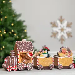 Northlight Gingerbread Candy Cane Train with Gingerbread Man Christmas Decoration - 5.5"