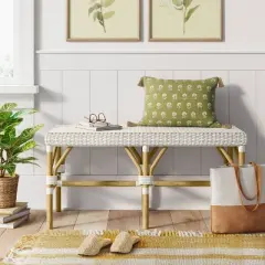 Perry Rattan Woven Bench Cream - Threshold&trade;