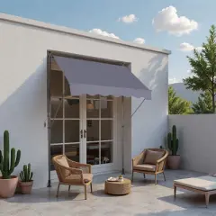 DSVIMOY Awnings, Manual Retractable Awning, 78'' Non-Screw Outdoor Sun Shade Cover with Protection for Backyard, Gary, 78"*47"*122'