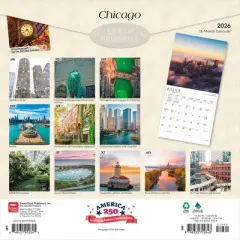 BrownTrout 2026 Chicago 12"x24" Hanging Square Wall Calendar Plastic-Free