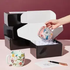 Stockroom Plus 25 Pack Corrugated Packaging Boxes for Shipping, Cardboard Mailers for Small Business, Boutiques, Black, 8 x 6 x 4 in