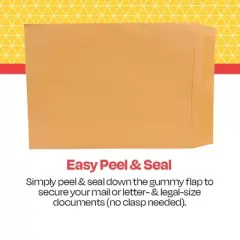School Smart No Clasp Envelopes with Gummed Flap, 10 x 13 Inches, Kraft Brown, Box of 100