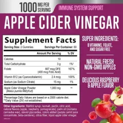 Apple Cider Vinegar Gummies 1000mg - Premium Weight Loss & Cleanse Detox ACV - 60 Gummies;120 Gummies