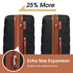 YONWAY 3 Piece Lightweight Expandable Luggage Set, ABS  Hardshell Luggage, with TSA lock & Spinner Wheels