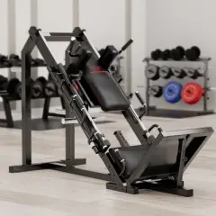 Waxman Leg Press Hack Squat Machine, 2-in-1 Lower Body Workout with Linear Bearing & 340LB Black Plates, Weight Storage for Quads & Hamstrings