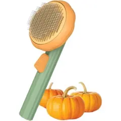 BABYYER Pumpkin Self Cleaning Brush Self-Cleaning Dog & Cat Slicker Brush, Skin Friendly Deshedding Grooming Tool for Long or Short Haired Dogs Cats