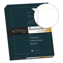 Southworth 100% Cotton Business Paper, 95 Bright, 32 lb Bond Weight, 8.5 x 11, White, 250/Pack