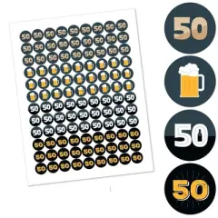 Big Dot of Happiness Cheers and Beers to 50 Years - 50th Birthday Party Round Candy Sticker Favors - Labels Fits Chocolate Candy (1 sheet of 108)