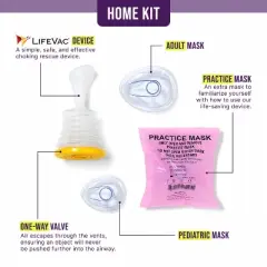 LifeVac Home & Pink Travel Kit Combo - Portable Suction Rescue Device, First Aid Kit for Kids and Adults, Airway Suction for Children and Adults
