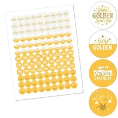 Big Dot of Happiness Golden Birthday - Happy Birthday Party Round Candy Sticker Favors - Labels Fits Chocolate Candy (1 sheet of 108)