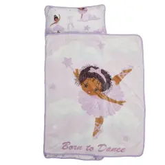 EVERYDAY KIDS Toddler Nap Mat &ndash; Ballerina &ndash; Soft Microfiber, Rollup with Handle & Pillow, for Preschool, Daycare, or Travel