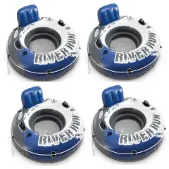 Intex River Run 1 Inflatable 53-inch Floating Lake Tube Blue (4-Pack)