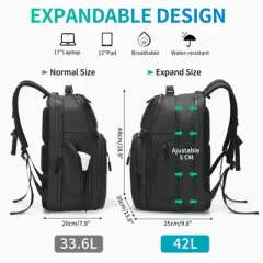 Unique Bargains Waterproof Expandable Business Backpacks with Laptop Compartment 18.9" x 13.8"