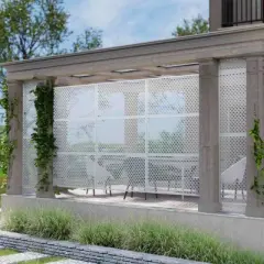 Lirago Metal Outdoor Privacy Screen Freestanding Patio Decorative Screens 72"x47" White