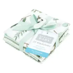 Hudson Baby Infant Girl Flannel Washcloths, Eucalyptus 10Pk, One Size