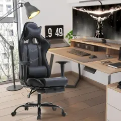 FDW PC Gaming Chair Desk Chair Office Chair Executive High Back PU Leather Racing Computer Chair with Lumbar Support Footrest