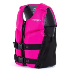 O'Brien Flex V-Back Kids USCG Type 3 Lightweight Flexible Safety Vest Life Jacket with 2 Adjustable Belts, Youth Large, Pink and Black