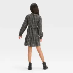 Girls' Long Sleeve Plaid Tiered Woven Dress - Cat & Jack&trade;