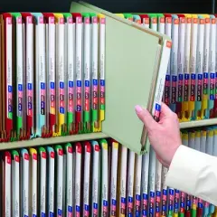 Smead End Tab Pressboard Classification File Folder with SafeSHIELD  Fasteners, 2 Dividers, Gray/Green (26810)