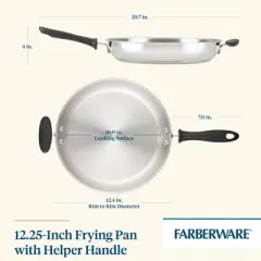 Farberware Reliance 12" Stainless Steel Open Skillet: Dishwasher-Safe, Phenolic Handle, Electric & Gas Compatible