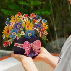 Paper Love Frndly, Festive Flower Box 3D Pop Up Card, for All Occasions - 100% Recycled and Eco-Friendly, 10 Inch Bouquet