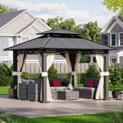 EROMMY 12 Ft. W x 10 Ft. D Metal Patio Gazebo