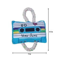American Pet Supplies 11-Inch Cassette Tape Crinkle and Squeaky Plush Dog Toy