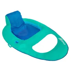 SwimWays Spring Float Swimming Pool Lounger Chaise Inflatable Floating Chair w/ Cup Holder & Additional Leg Room