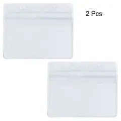Unique Bargains 2 PCS Clear PVC Waterproof Horizontal Exhibition ID Name Card Badge Holders