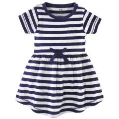 Touched by Nature Baby and Toddler Girl Organic Cotton Short-Sleeve Dresses 2pk, Coral Rose