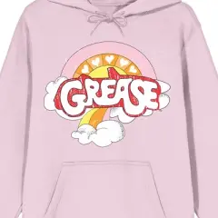 Grease Logo Long Sleeve Cradle Pink Adult Hooded Sweatshirt