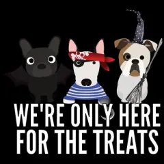 Girl's Design By Humans Dog Halloween - We're Only Here For The Treats By PedigreePrints T-Shirt