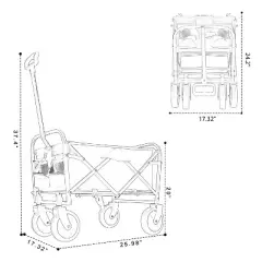 Anybear Colorful Collapsible Wagon Cart Strapping Blue 225lbs Garden Cart
