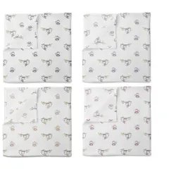 Bacati - Happy Monkeys Pink/Lilac/Gray Girls Muslin Swaddling Blankets set of 4