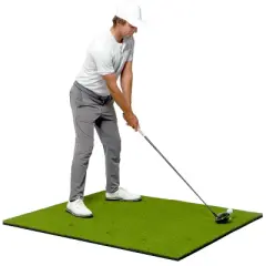 GoSports Golf Hitting Mat PRO Artificial Turf Mat for Indoor/Outdoor Practice - Includes 3 Rubber Tees - 5 ft x 5 ft