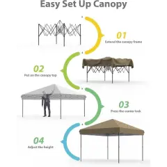 10x10/10x20 Pop Up Canopy Tent &ndash; Instant Setup Outdoor Gazebo with 1-Button Push, Portable Commercial Tent for Backyard, Camping, Beach & Parties