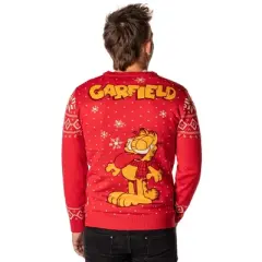 Garfield Men's Odie and Garfield Ugly Sweater Button-Up Knit Cardigan