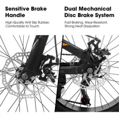 Aukfa 20-Inch Fat Tire Mountain Bike for Adults, 7-Speed, Dual Disc Brakes, Front Suspension, High Carbon Steel Frame, City & Trail Ready