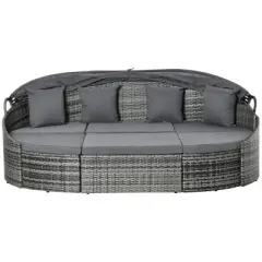 Resenkos Convertible Rattan Daybed Sectional, Outdoor Sectional Furniture, Light Gray