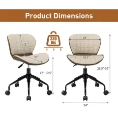 Costway Mid Back Home Office Chair Adjustable Swivel Linen & PU Leather Task Chair