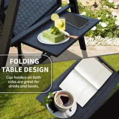 CAVINAS 3-Seat Patio Porch Swing,Hammock Swing Bench with Adjustable Canopy&Adjustable Table,Outdoor Swing for Garden&Backyard,850LBS Capacity,Gray