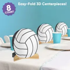 Big Dot of Happiness 3D Volleyball Centerpiece Table Decorations, Freestanding Volleyball Baby Shower or Birthday Party Centerpieces - 8 Count
