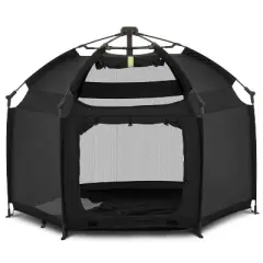 Dream On Me Pop Up Children Playpen Easy Set-Up- Indoor Play House and Outdoor Play Tent with Canopy Cover, Black