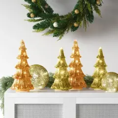 14" Christmas Mercury Lit Glass Tiered Tree Decor - Wondershop&trade;