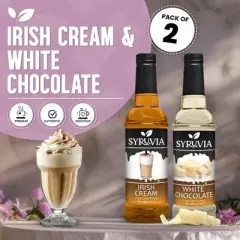 Syruvia Coffee Flavors Variety Pack: Irish Cream & White Chocolate 25.4 fl oz Syrup