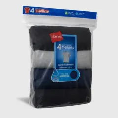 Hanes Boys' 4pk Crew Neck T-Undershirt - Black/Gray/Navy Blue