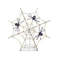 Season's Designs 4.5 ft Halloween Black Spiders on Orange Spider Web Decoration Outdoor Polyester, Ground Freestanding, Plug-In with On/Off Switch,