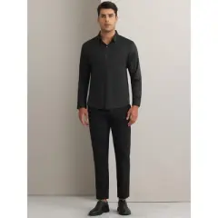 INSPIRE CHIC Men's Long Sleeve Button Down Solid Color Business Dress Shirt