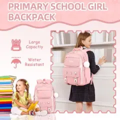 Pink Girls Backpack, Kids School Backpack for Girls, Lightweight and Durable Bookbag for Elementary & Middle School, Travel, Sports, Daily Use