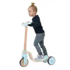 Toy Time Kids' Wooden 3-Wheel Scooter with Push Steering Handlebar - Turquoise